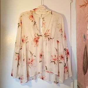 Sheer Audrey Floral Boho Cottage Core Top